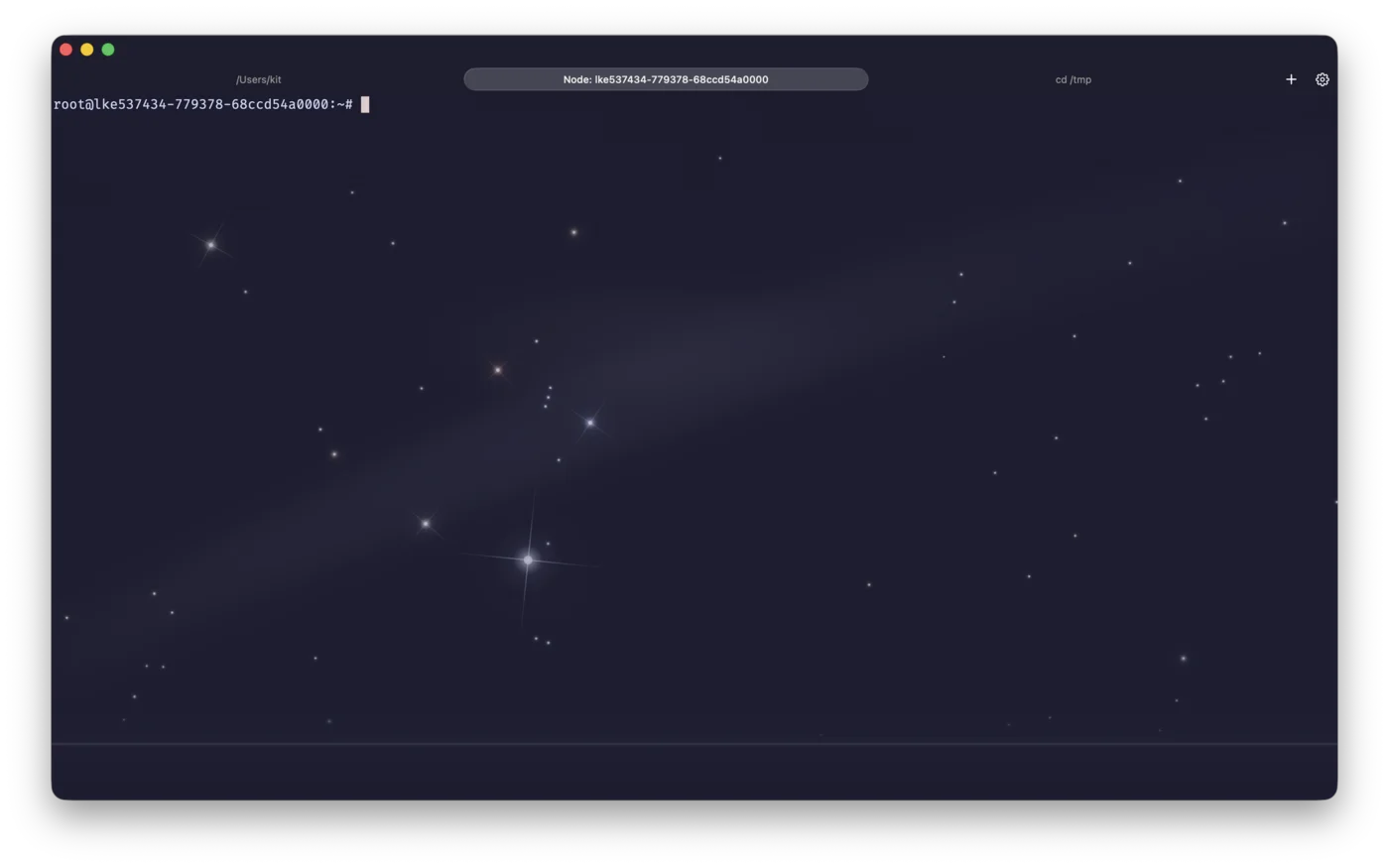 rootshell with starfield background